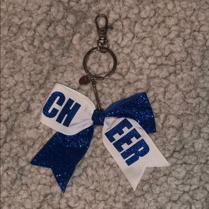 BLUE AND WHITE SPARKLY CHEER KEY CHAIN